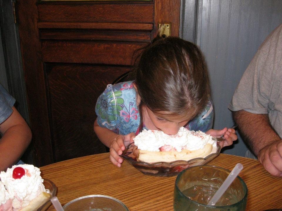 Young Jessi stuffing her face in ice cream at Wildwood, NJ