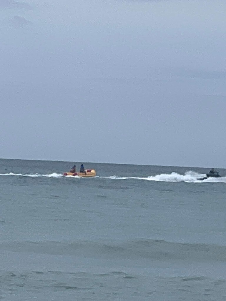 The banana boat in the distance mid ride