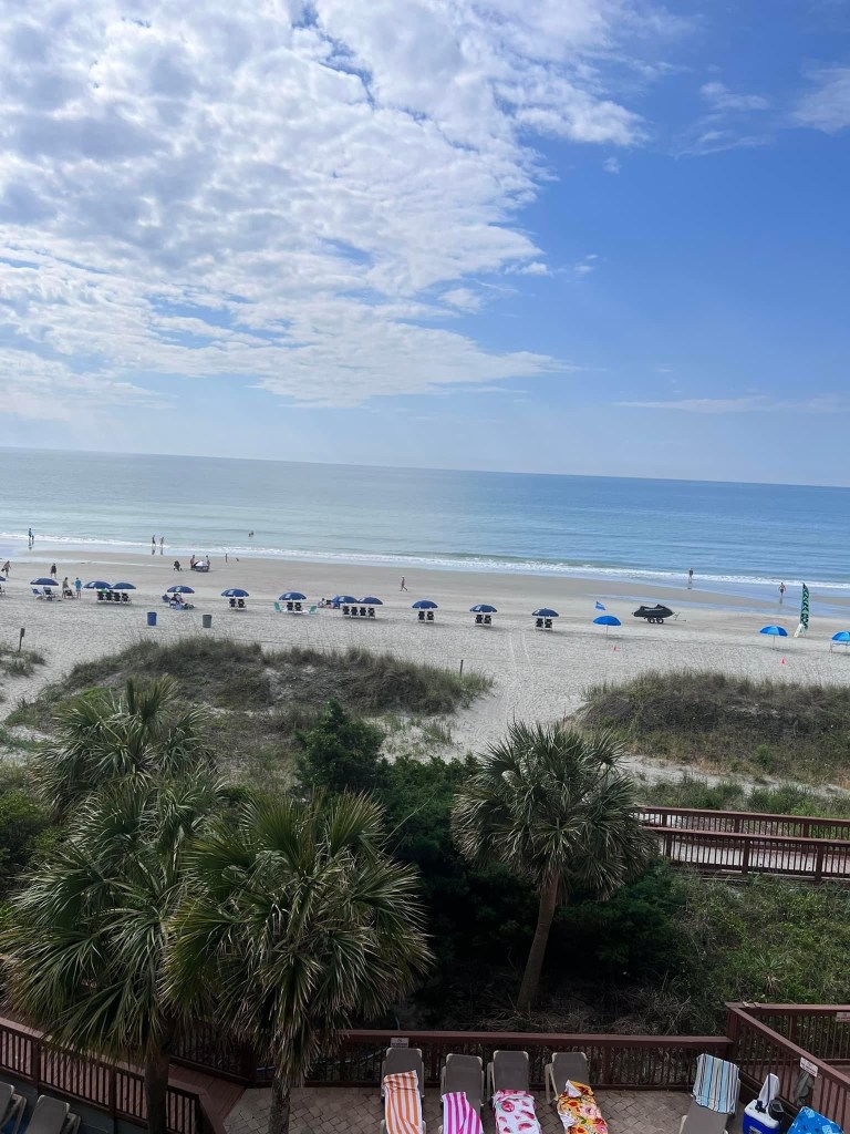 the beach on a sunny day with some clouds